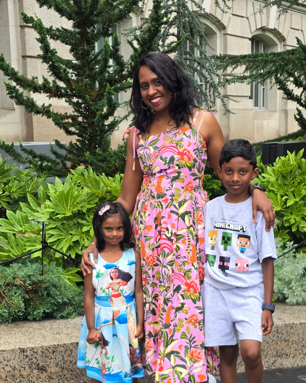 Ramya with her children during the homeschooling journey that inspired Tickle Treetops Academy